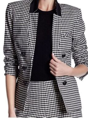 Veronica Beard Gingham Dickey Blazer Jacket Black & White Size 2